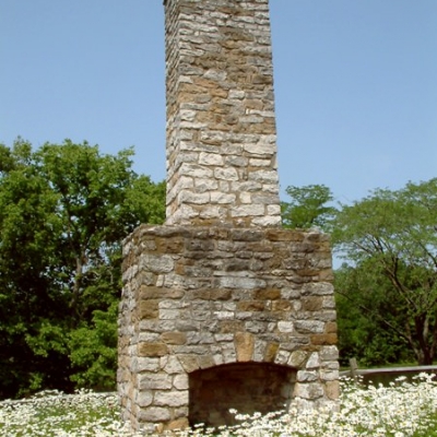 The stone chimney was all that remained of the original fort
