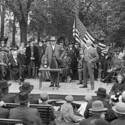 Our community has always celebrated veterans, as seen in this 1916 Homecoming Ceremony for soldiers returning from the Great War
