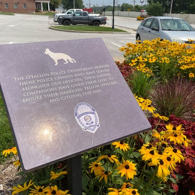 Nearby is a plaque dedicated to our K-9 officers