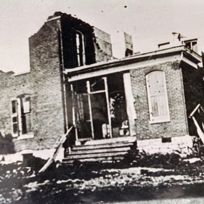 Heald home after tornado destruction of 1915.