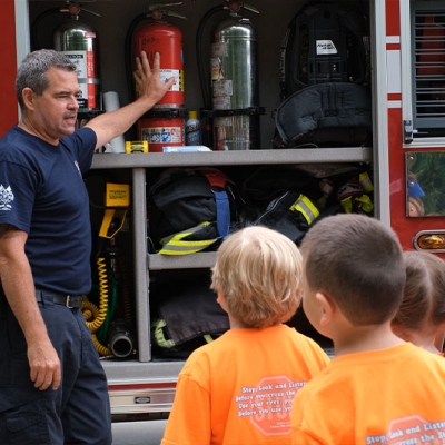 Kids get to learn and ask questions about the tools our first responders use to save lives.
