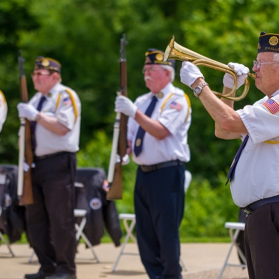 Formal ceremonies are held throughout the year at the Veterans Memorial Walk.