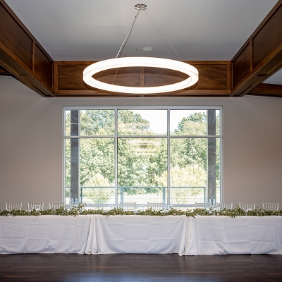 With both rooms open, there is plenty of space for a large head table and dance floor.