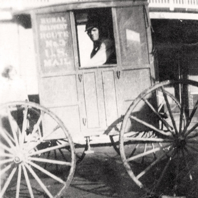 Omer Dames' mail wagon was restored and is on display at City Hall.