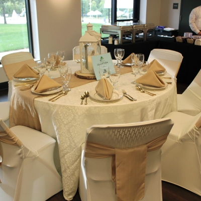A staged table setting at Krekel Civic Center